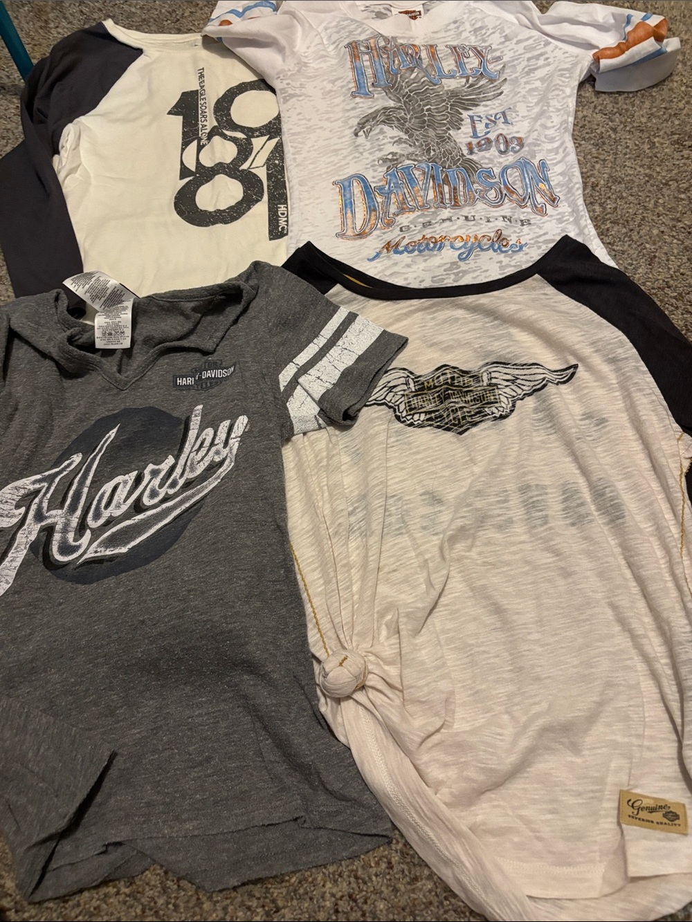 Harley-Davidson & Assorted Graphic Tees - White, Gray, Black